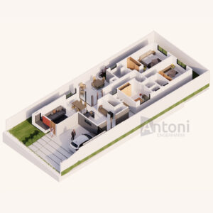 Foto Realista Projeto Residencial - 140m² Planta Baixa 3D
