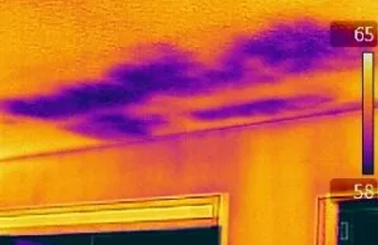 Imagem de Camera Térmica Captando Vazamento em Laje