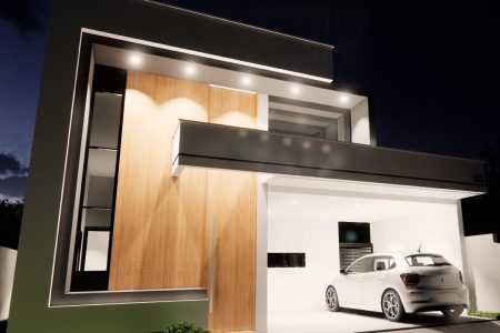 Foto Realista Projeto Residencial - 140m² Imagem Noturna