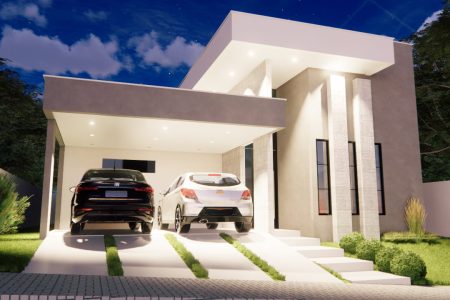 Fachada Projeto Residencial de 130m² Moderno