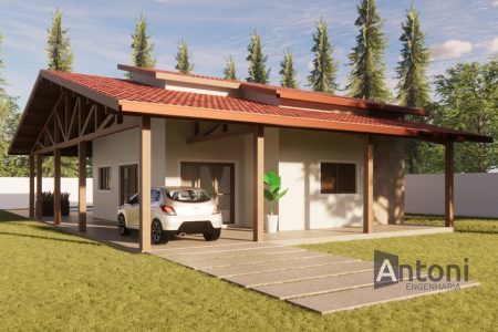Projeto Casa de Campo com Varanda 92m²