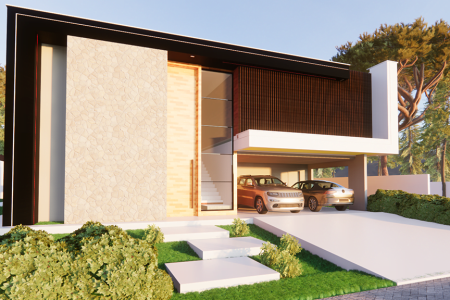 Sobrado Alto Padrão 330m2 - Perspectiva Frontal