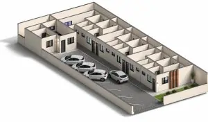 Projeto em corte para análise da distribuição das unidades.